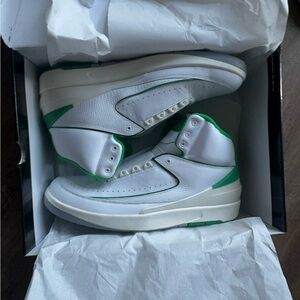 White and Green Jordan 2s